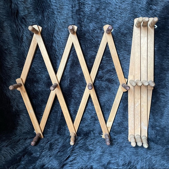 Storage & Organization Pair Of Vintage Wooden Accordion Hangers Boho